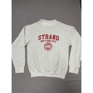 Strand Bookstore NYC Sweatshirt Mens Heather Gray Red Logo Crewneck Pullover